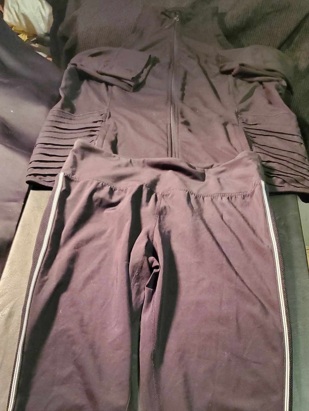 Tangerine Black Size Xxl Trackjacket An Size Xl Leggings with White Side Stripes